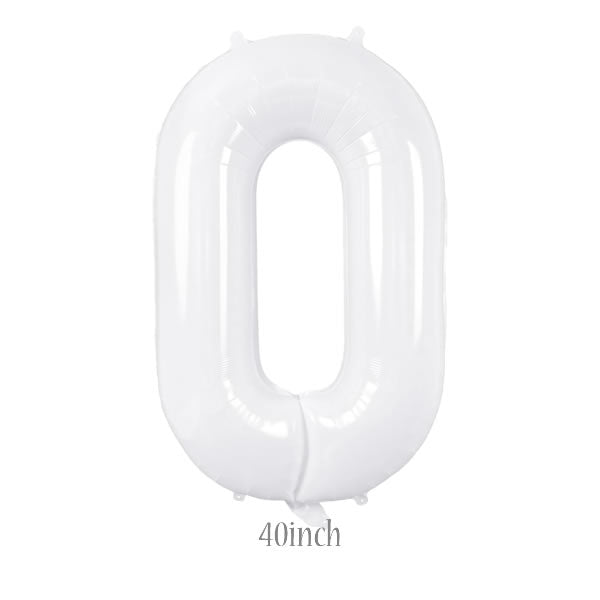 40 inch white foil number 0 balloon
