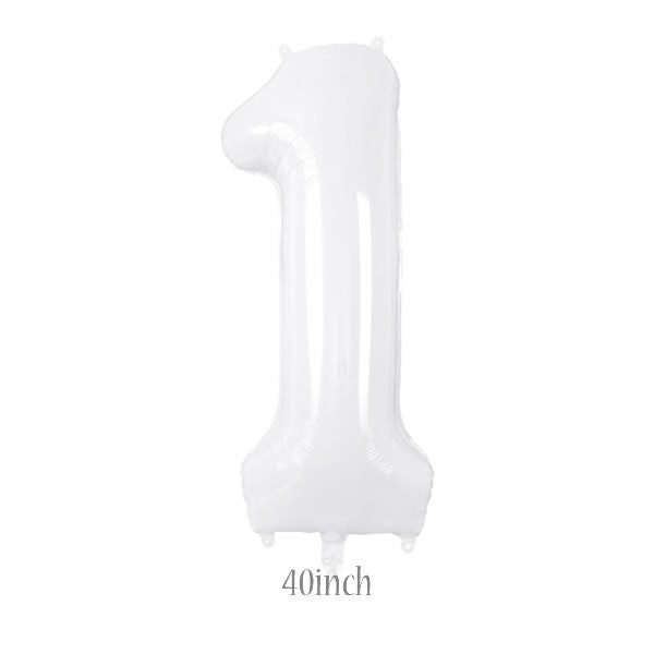 40 inch white foil number 1 balloon