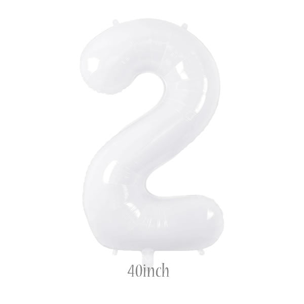 40 inch white foil number 2 balloon
