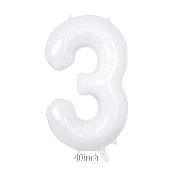 40 inch white foil number 3 balloon