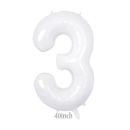 40 inch white foil number 3 balloon