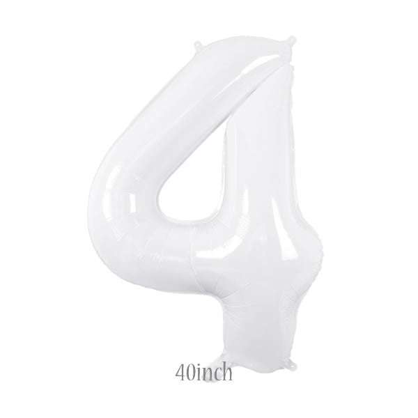 40 inch white foil number 4 balloon