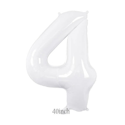 40 inch white foil number 4 balloon
