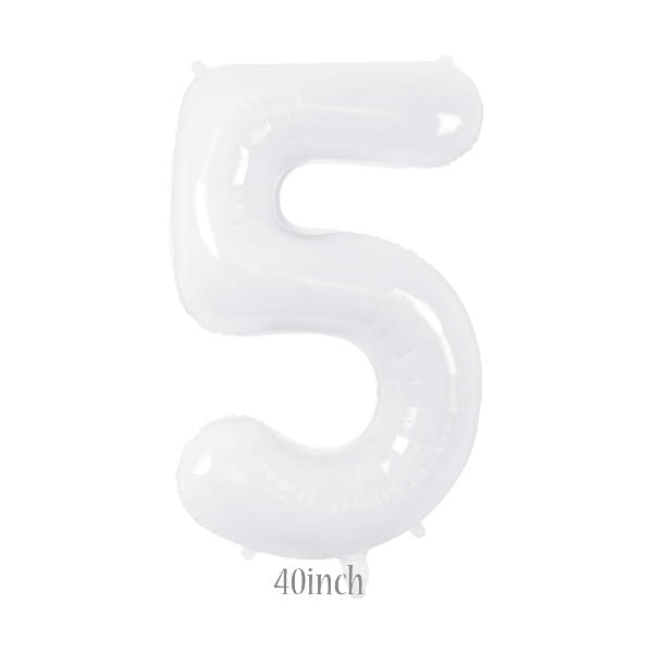 40 inch white foil number 5 balloon