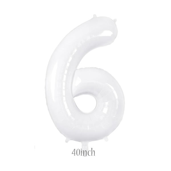 40 inch white foil number 6 balloon