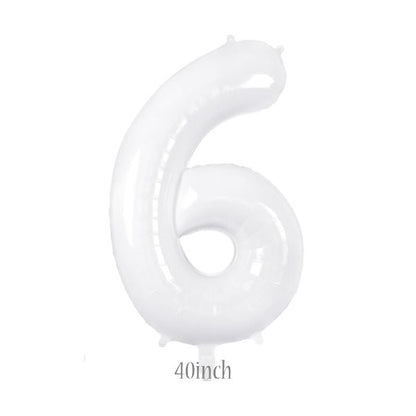 40 inch white foil number 6 balloon