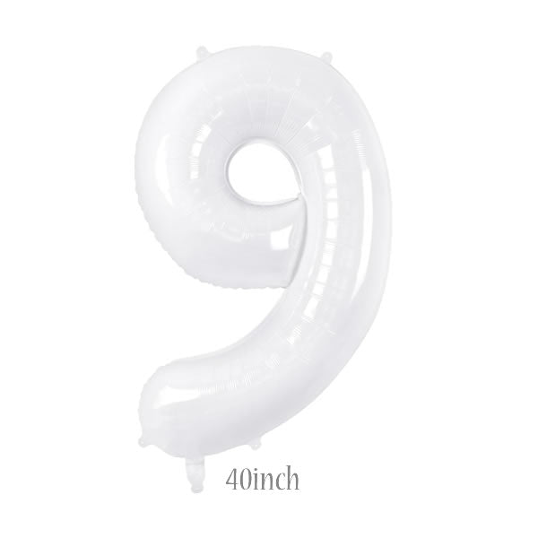 40 inch white foil number 9 balloon