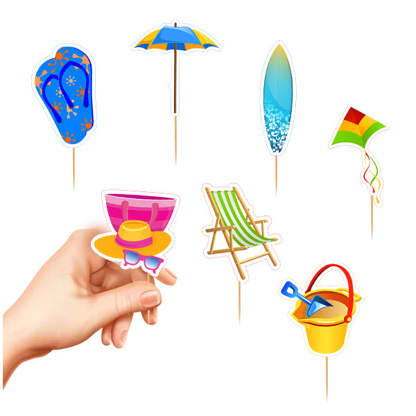 Beach Party Theme Cup Cake Topper