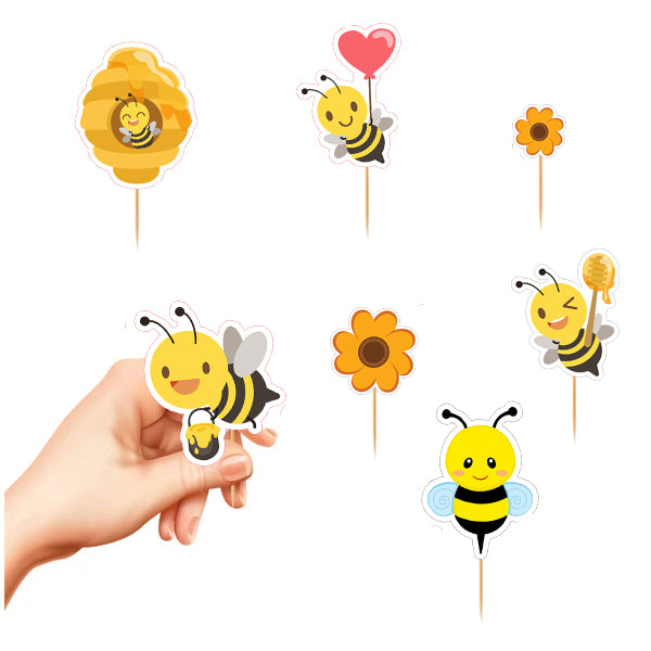 Bee Party Theme Cup Cake Topper