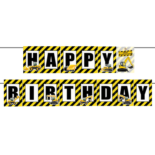 Construction Happy Birthday Banner