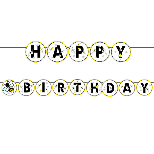 Bee Party Theme Happy Birthday Banner
