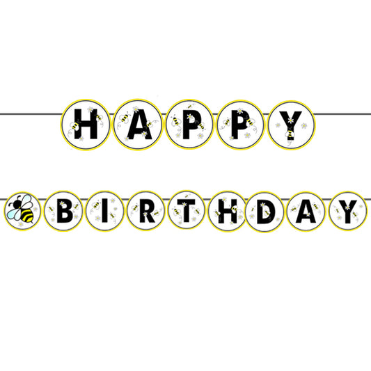 Bee Party Theme Happy Birthday Banner