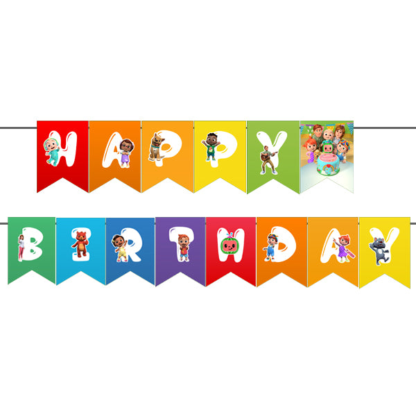 Cocomelon Party Theme Happy Birthday Banner