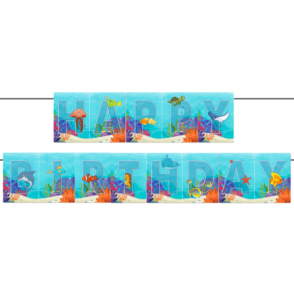 Under The Sea Theme Happy Birthday Banner