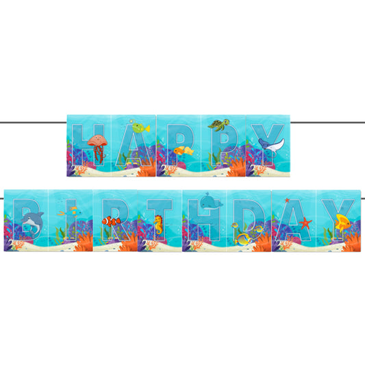 Under The Sea Theme Happy Birthday Banner