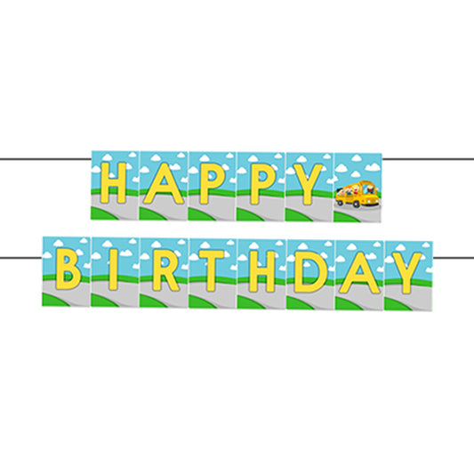 School Bus Theme Happy Birthday Banner