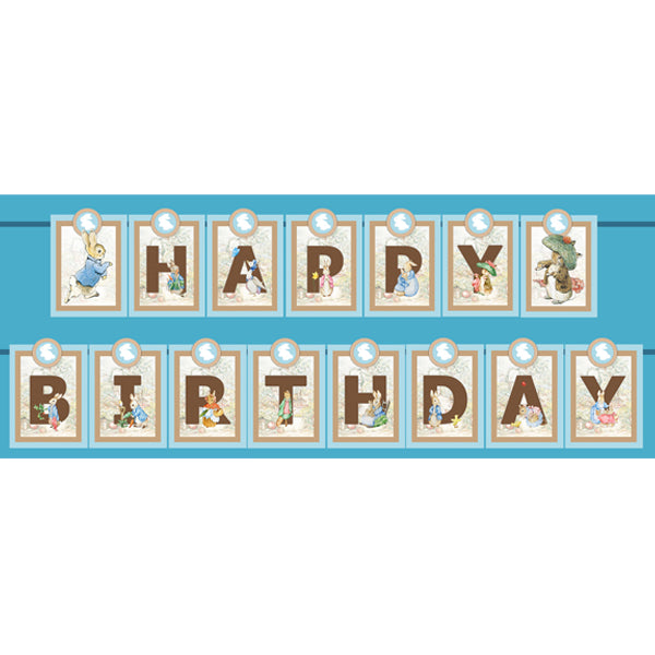 Peter Rabbit Theme Happy Birthday Banner