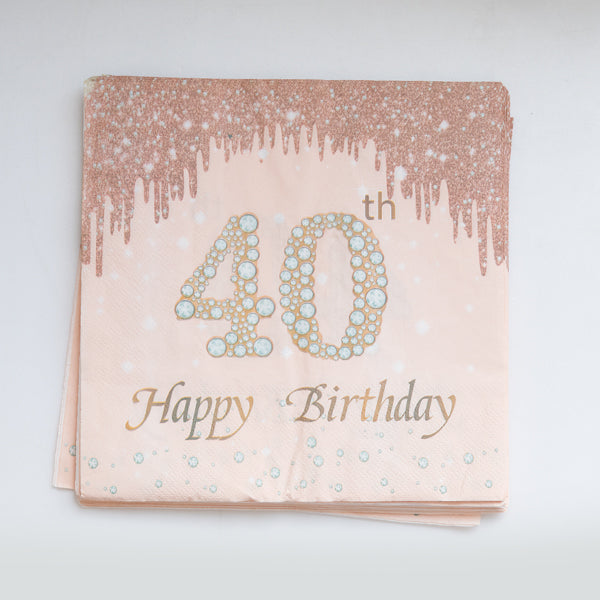 Happy 40th Birthday Paper Napkins