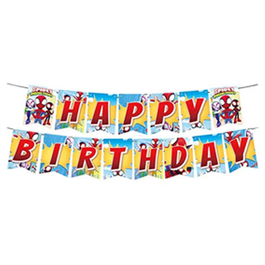 Spiderman Theme Happy Birthday Banner