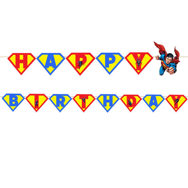 Superman Theme Happy Birthday Banner