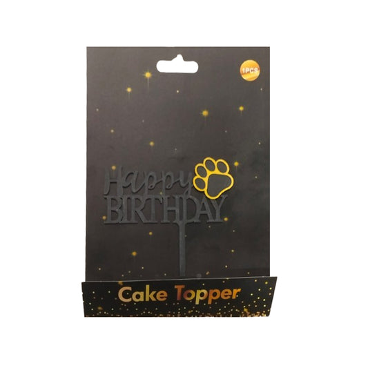 Happy Birthday Cake Topper Black