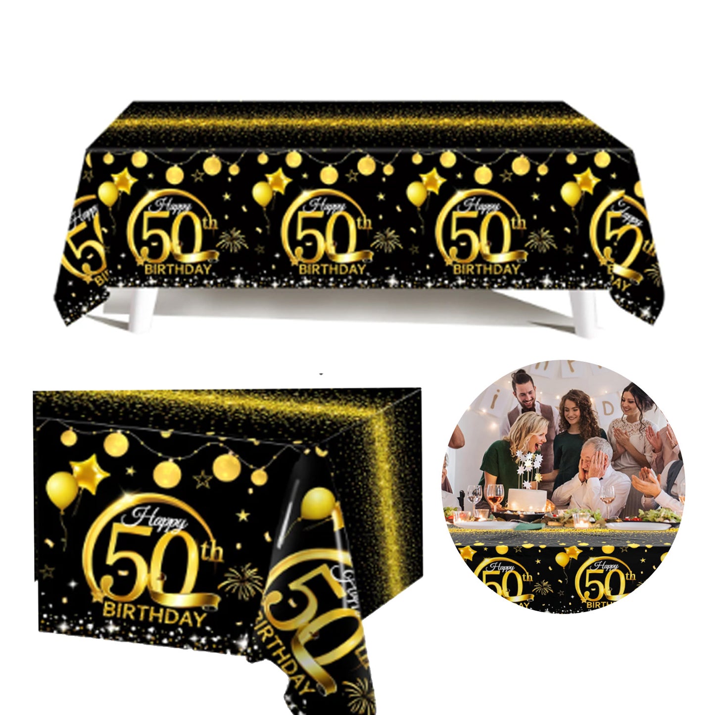 50th Birthday Plastic Table Cover