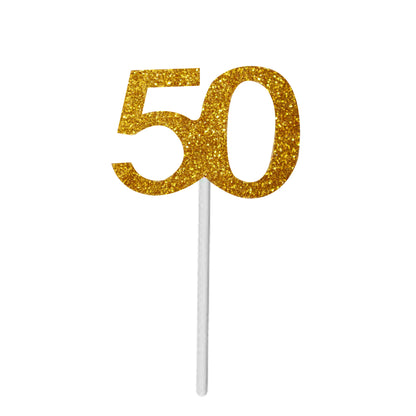 Number 50 Cup Cake Topper Gold