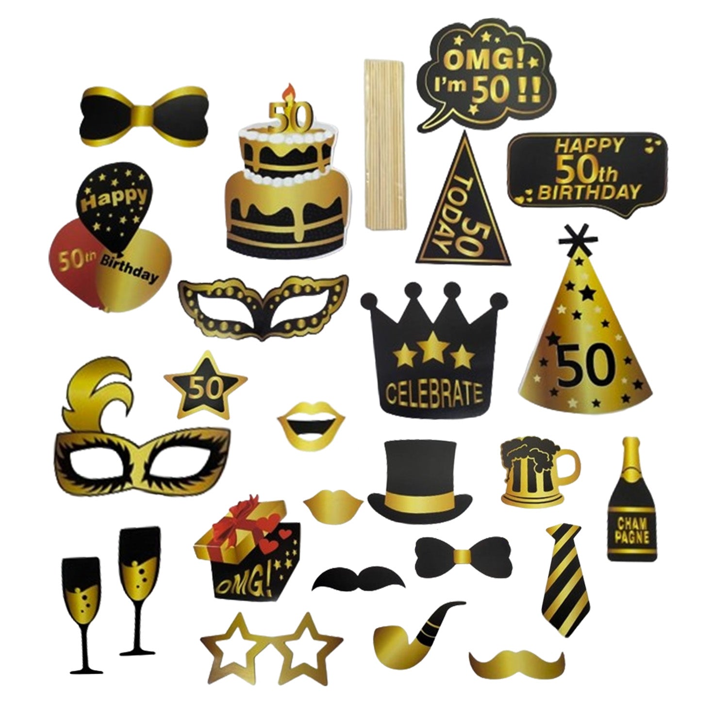 50th Birthday Photo Props – Jiggles Party Store