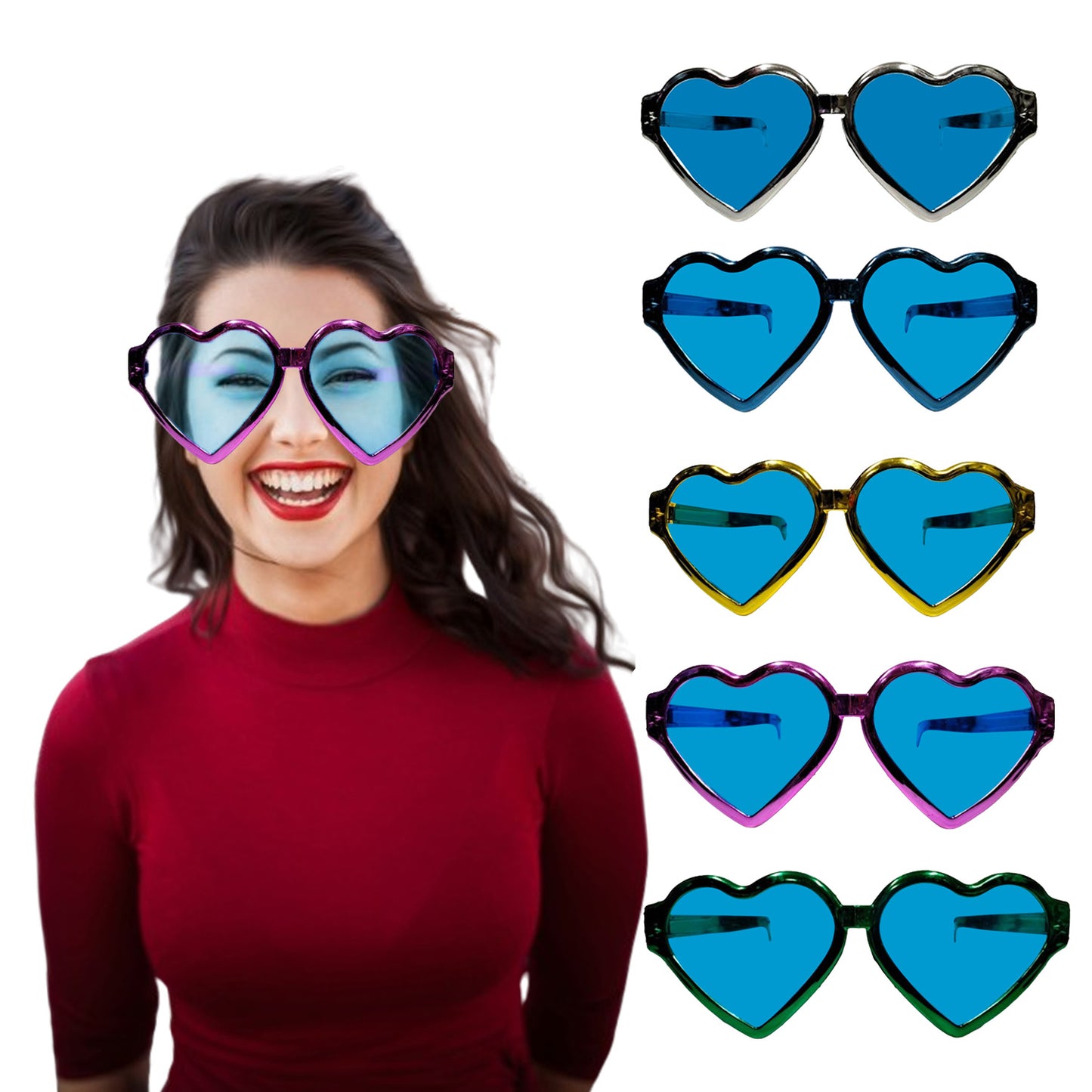 Multicolor Funny Heart Shape Glasses Jumbo