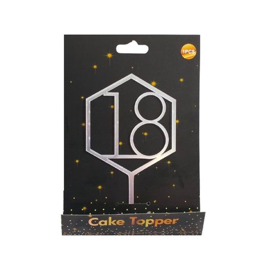 Acrylic Number Cake Topper Silver