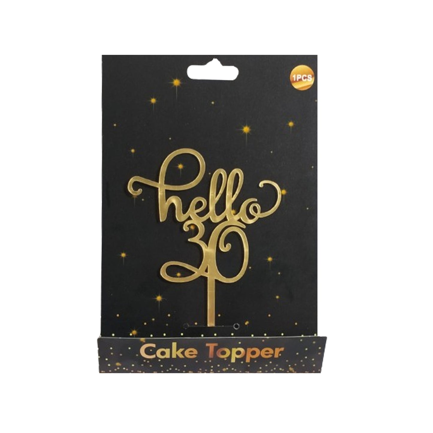 Hello 30 Cake Topper Gold