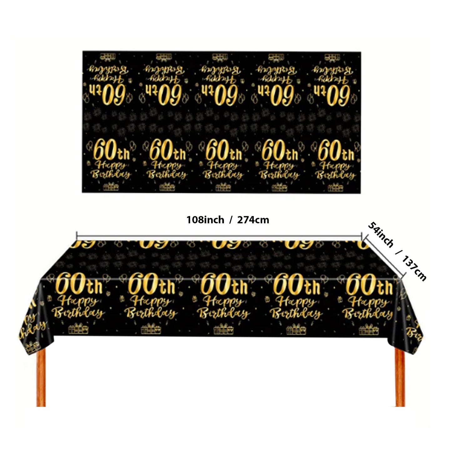 60th Birthday Plastic Table Cover