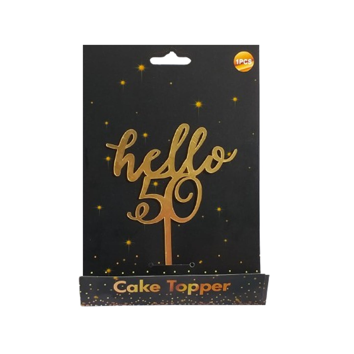 Hello 50 Cake Topper Gold