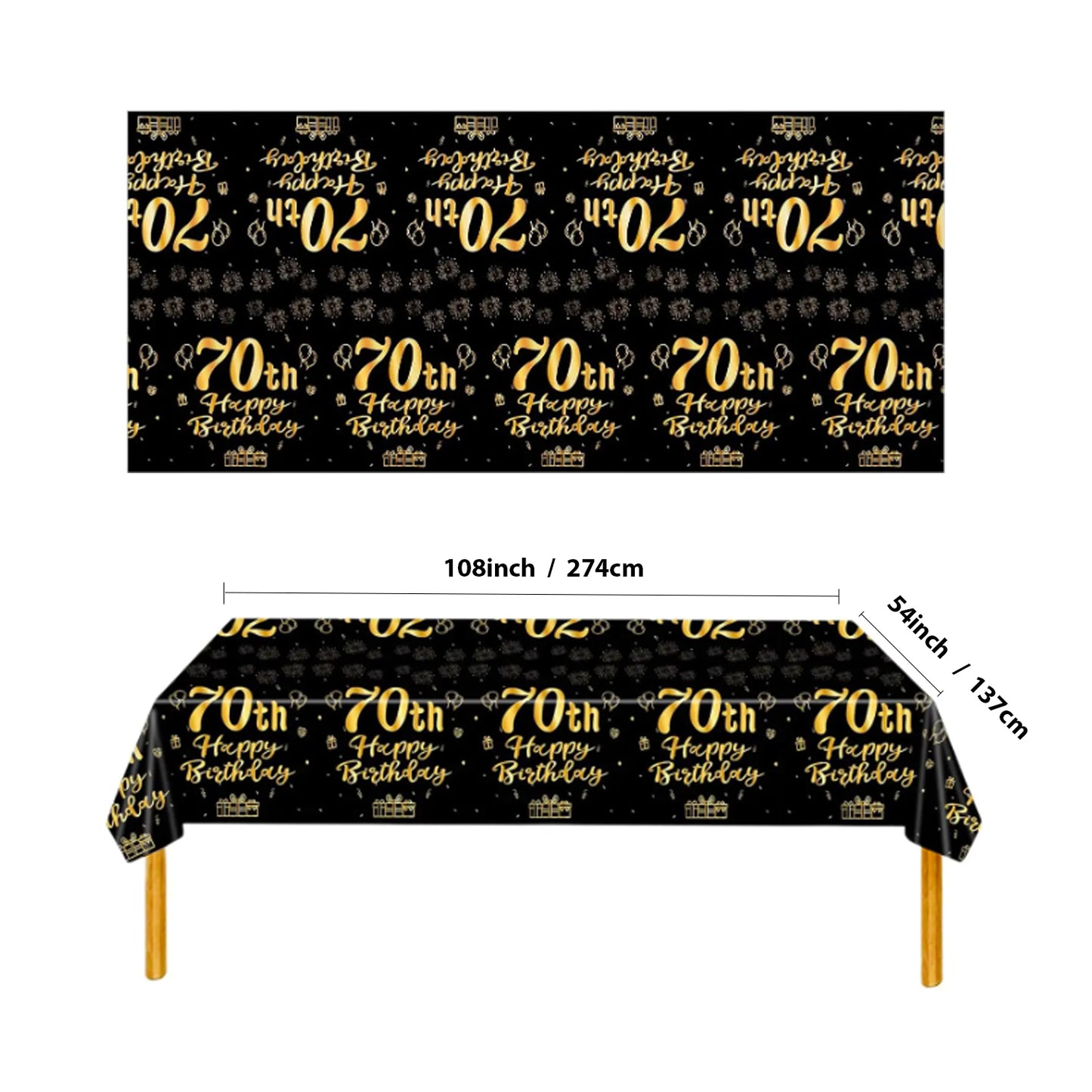 70th Birthday Plastic Table Cover