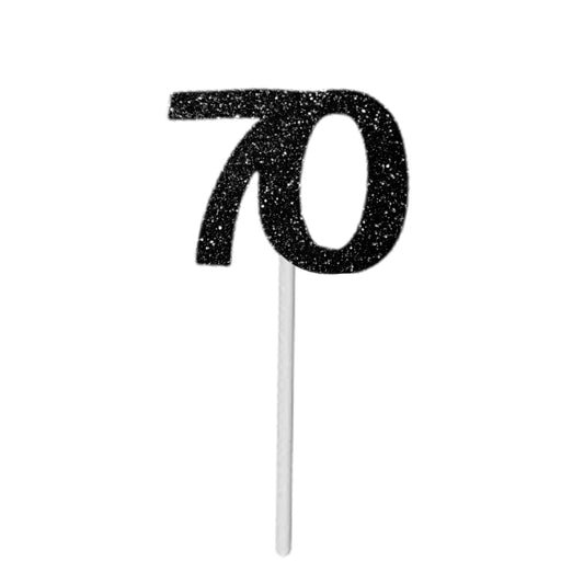 Number 70 Cup Cake Topper Black