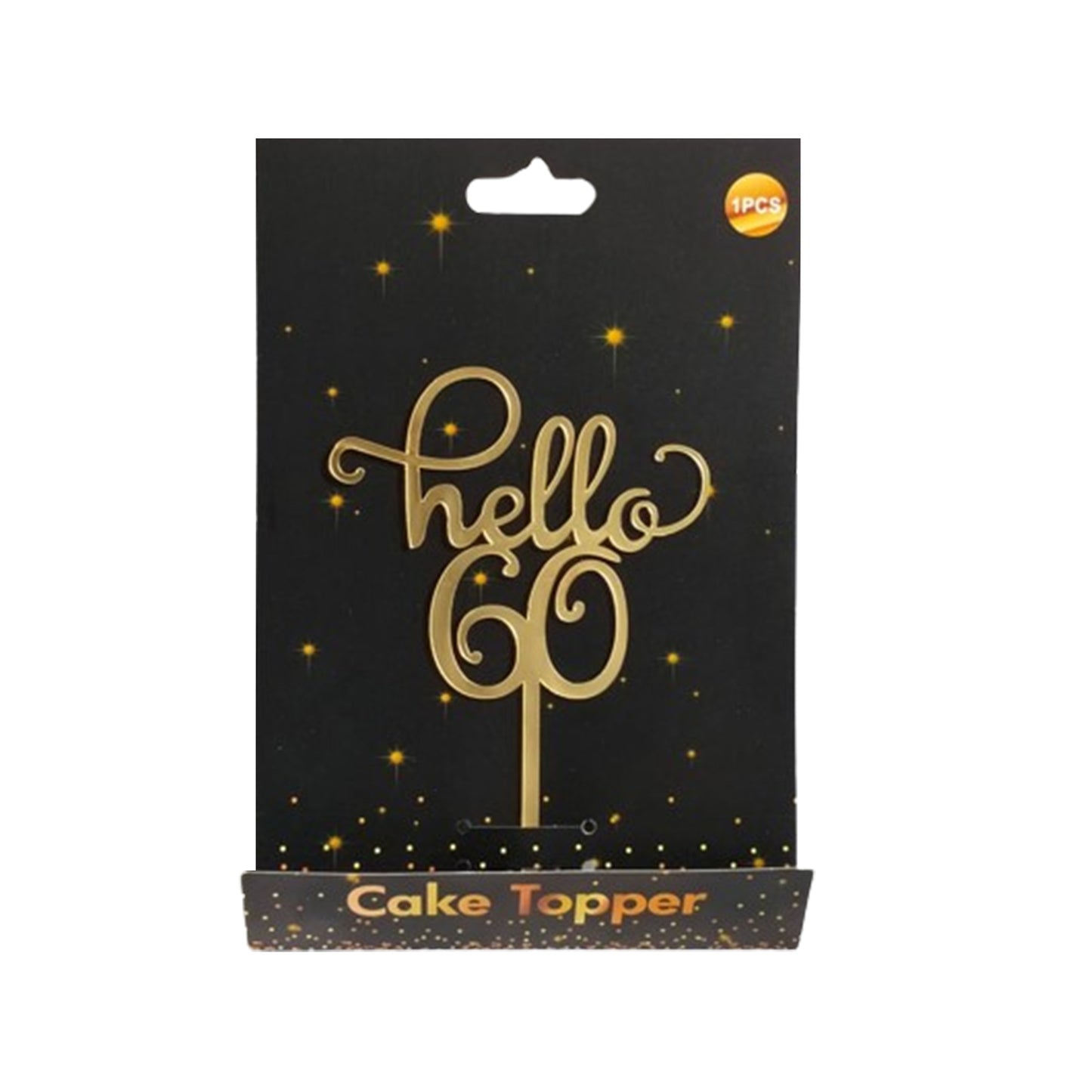 Hello 60 Cake Topper Gold