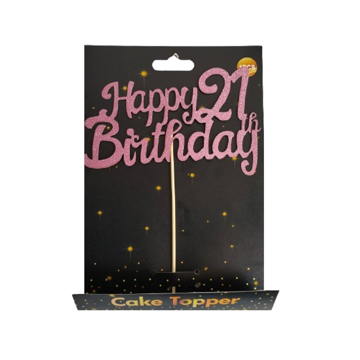 Happy 21 Birthday Glitter Cake Topper Rose Gold