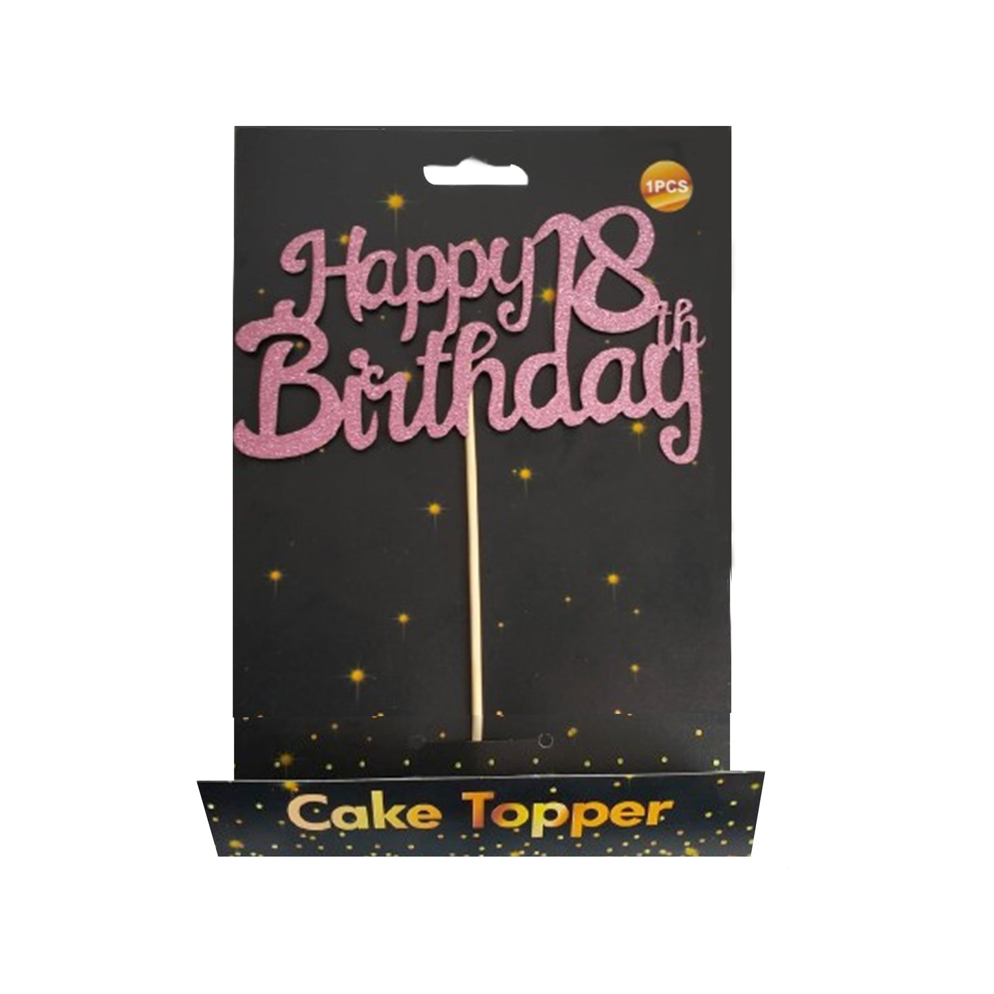 Happy 18 Birthday Glitter Cake Topper Rose Gold