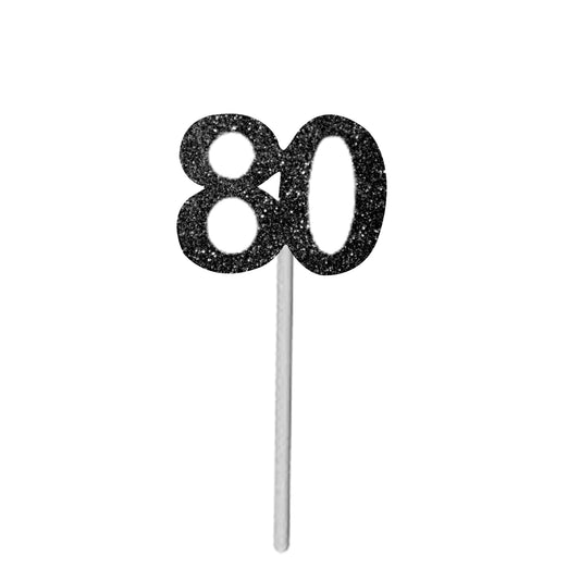 Number 80 Cup Cake Topper Black