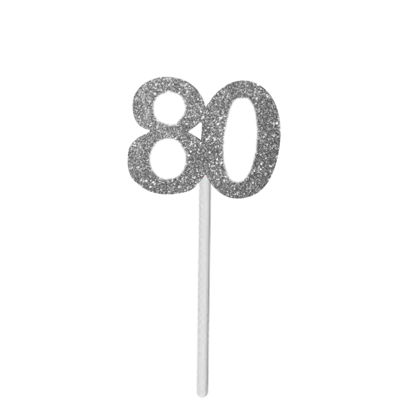 Number 80 Cup Cake Topper Silver