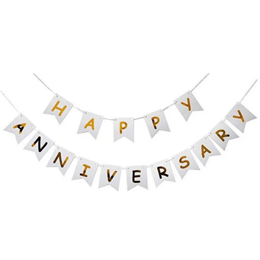 Happy Anniversary Banner White