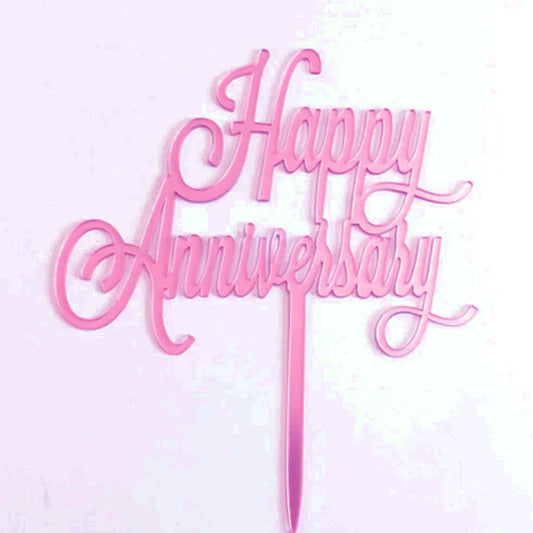 Happy Anniversary Cake Topper Pink