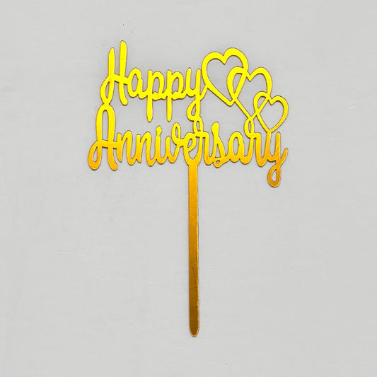 Happy Anniversary Cake Topper Gold