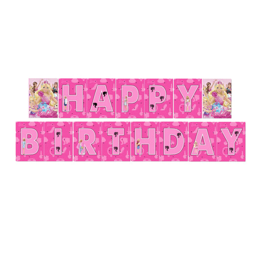 Customized Barbie Themes Birthday Banner