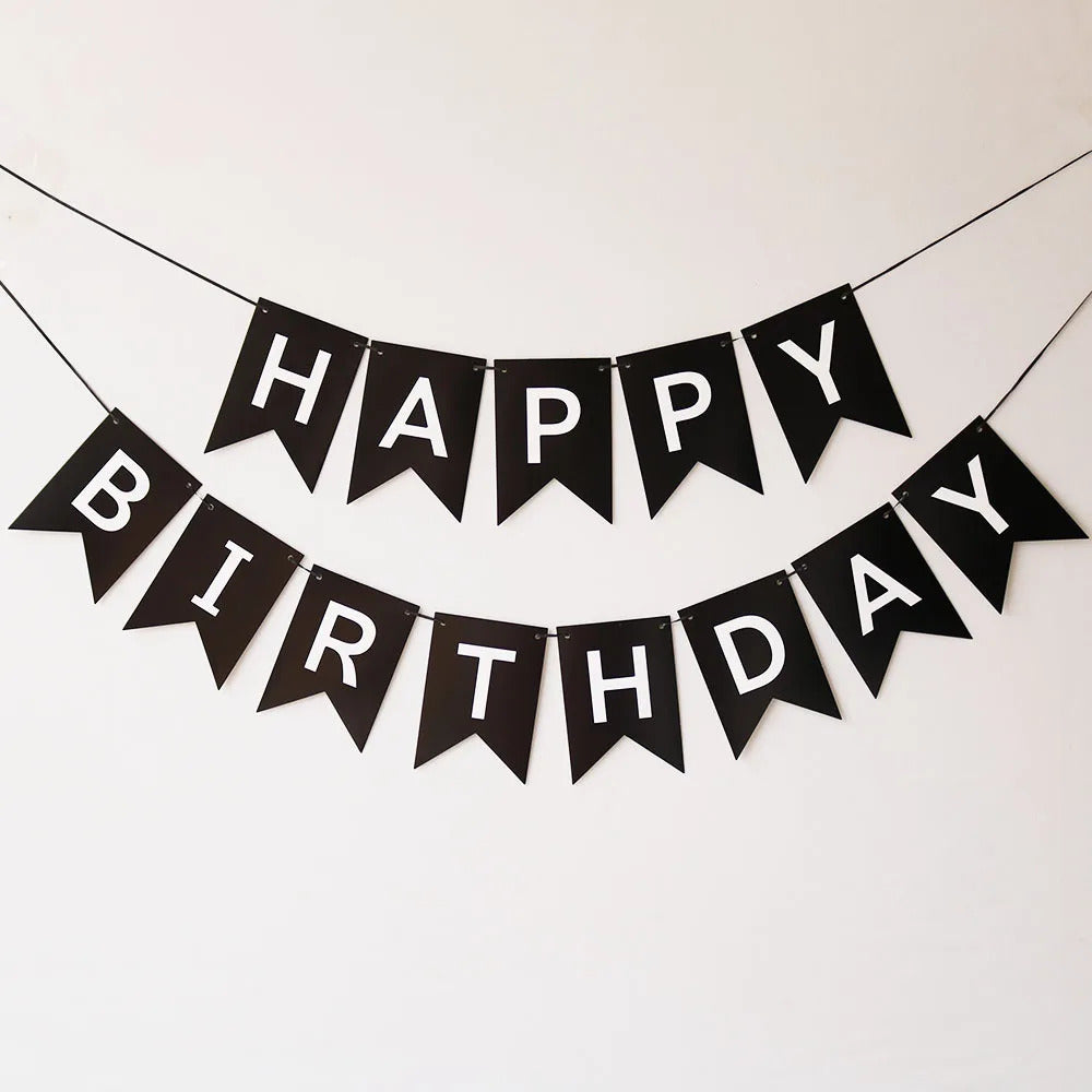 Happy Birthday Banner Black