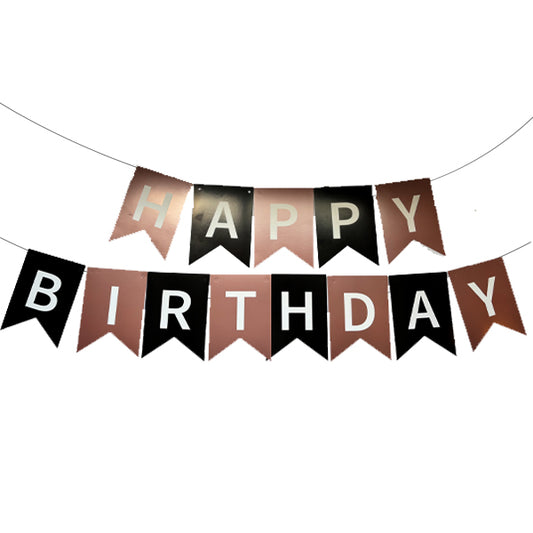 Happy Birthday Banner Brown & Black