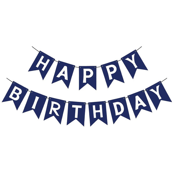 Happy Birthday Banner Dark Blue