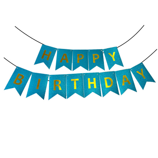 Glitter Light Blue Color Birthday Banner