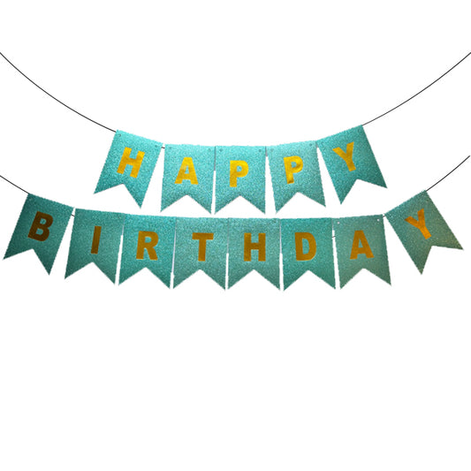 Glitter Blue Color Birthday Banner