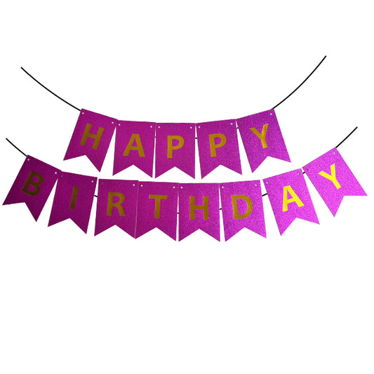 Happy Birthday Banner Hot Pink Glitter Banner